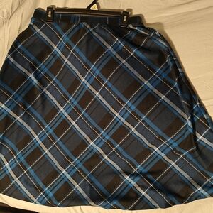 Laura Scott Blue and Black Plaid Midi Skirt